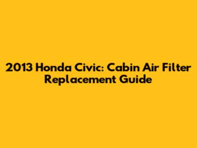 2013 Honda Civic: Cabin Air Filter Replacement Guide