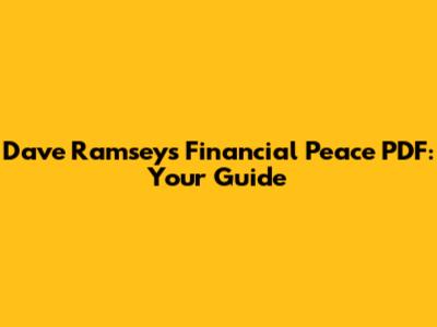 Dave Ramsey's Financial Peace PDF: Your Guide