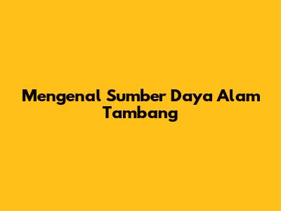 Mengenal Sumber Daya Alam Tambang