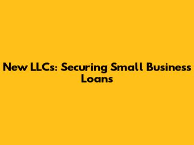 New LLCs: Securing Small Business Loans