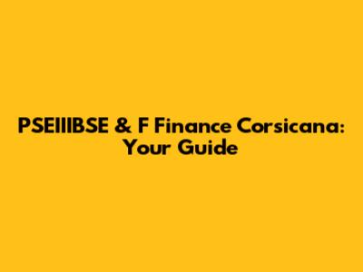 PSEIIIBSE & F Finance Corsicana: Your Guide