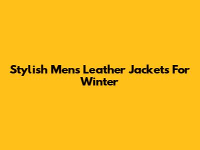 Stylish Men's Leather Jackets For Winter
